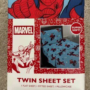 el Spiderman Twin Sheet Set ( 1 flat sheet, 1 fitted sheet, 1 pillowcase)